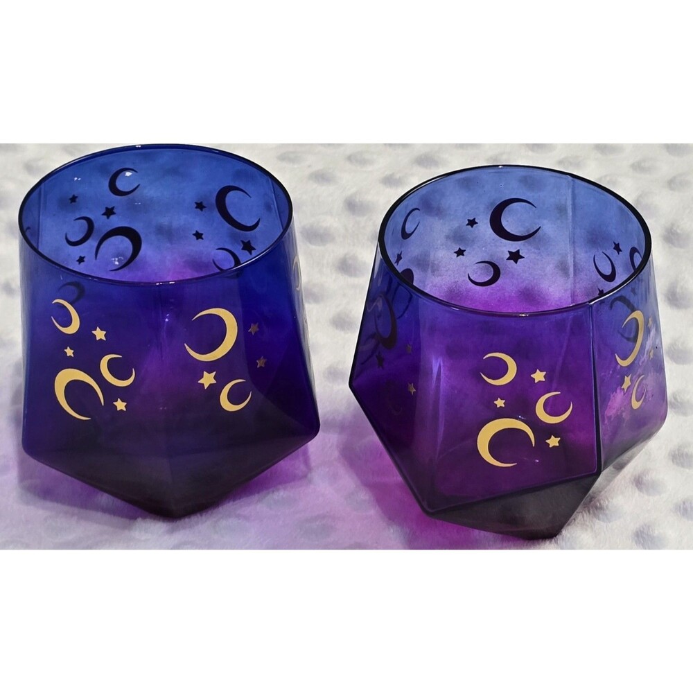 Whimsical Tarot Stemless Wine Glass - Lot of 2 Halloween Spencer Gifts Rare Set